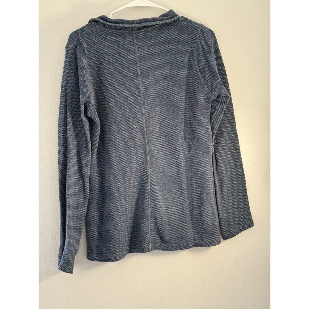 prAna blue Long Sleeve Cowl Button Neck Recycled Wool Blend Ebba Sweater Size M - Picture 4 of 6